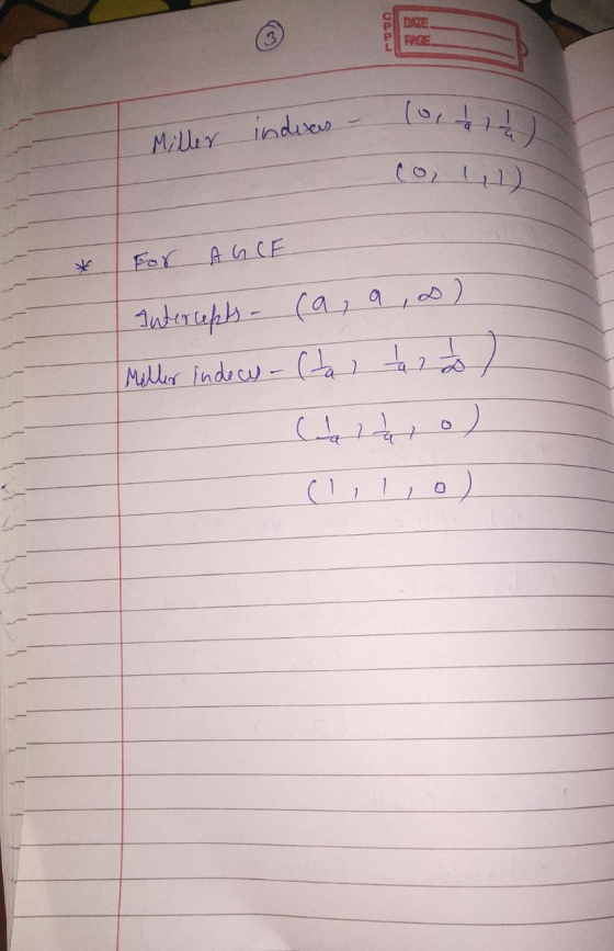 DRE PIGE lode Miller indixes - * For AUCE Intercepts - (a, a,D) Meller indecs - (tal taldo) Cated a (lilio)