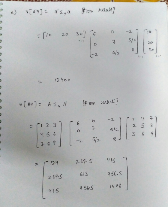 c) Vlay] = dEya From result] = (10 20 30] [6 -1° 7 20 (z 512 12 400 v[AY] = A Ey A from result] it 0 -2 1 4 77 512 12 5 8 7