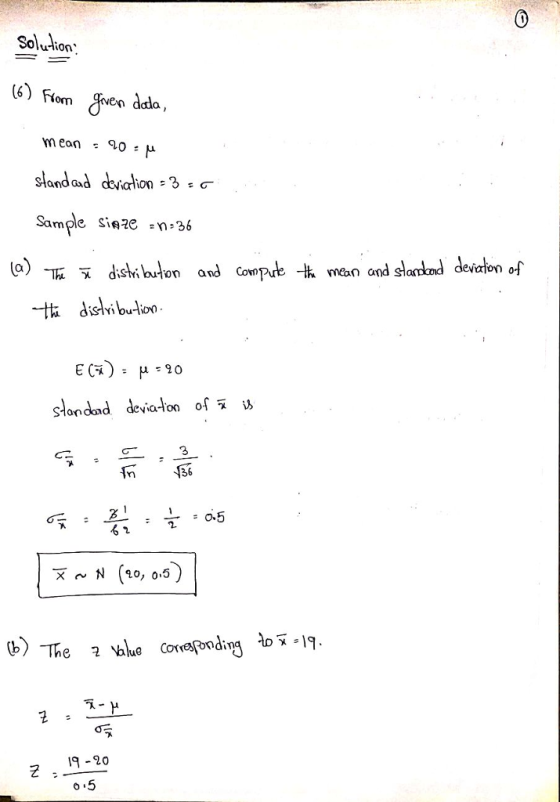 Solution (6) Fm ico do, ion-3 σ Sample sieze :n:36 36 X ~N (20, o.5 e 2 hlue Corespon 19-20
