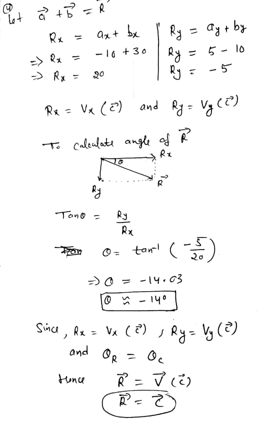 let by + 3 = Rx = axt bx -10 + 30 = ayt Ry 5 10 2-3 Rx Ra Ry Ry - 5 Rx = Vx (@) and Ry = and Ry = Vy (8) To calculate angle o
