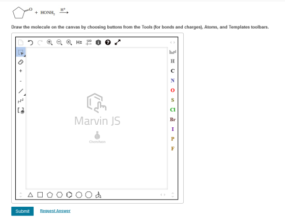 ♡° + honu, , Draw the molecule on the canvas by choosing buttons from the Tools (for bonds and charges), Atoms, and Template
