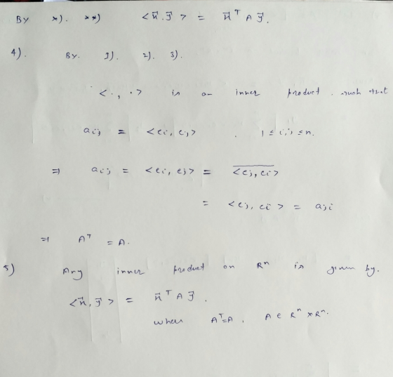 57 A3 ) ) BY 4). 3). By. uch tat pro duct 7 Inner in ac C, n <ei, ej 7 = <e, cr7 1 <C), ci 2 = aji o n Fre duet innn T A n A