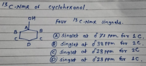 3CNMR of cyclohex onel 8 C31n9 O singlet at d23ppm for tc