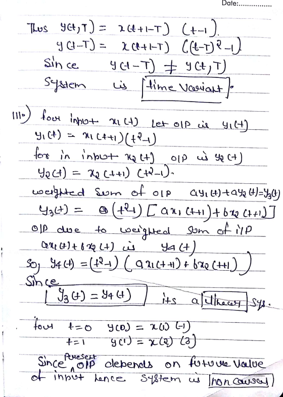 Date:. Thes 94, 7) = 264+1-T) (+-1). y C3-T) = 204+1-1) ((4-1) 2-1) 4C-T) # 9C, 1) System time variant since يا Ult four inpu