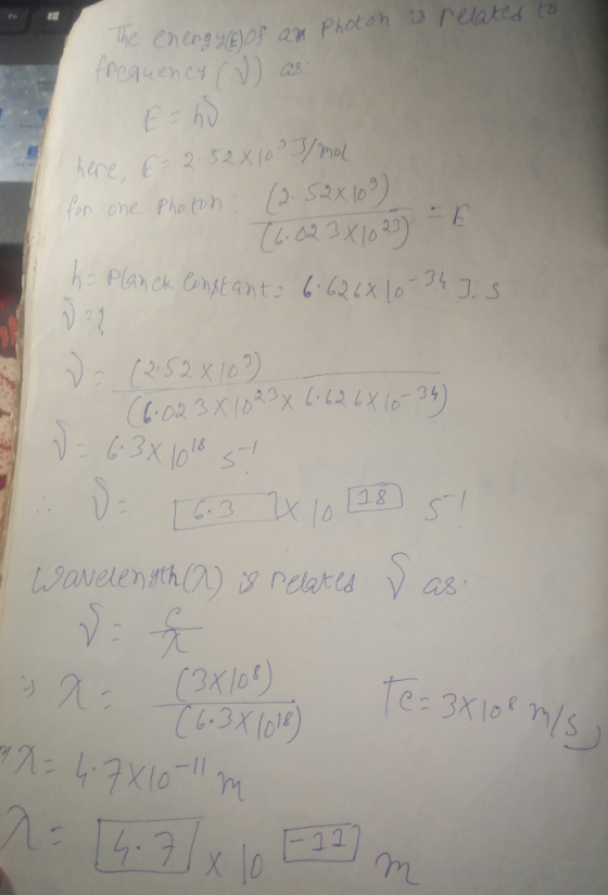 pelated to The Cnengyeof an Photon for one Photoh Th02 3X1030) h Planck Cnstant: 2x 10J.S OR3X10x l2 tX lo- 34) 18 waNelen Ht