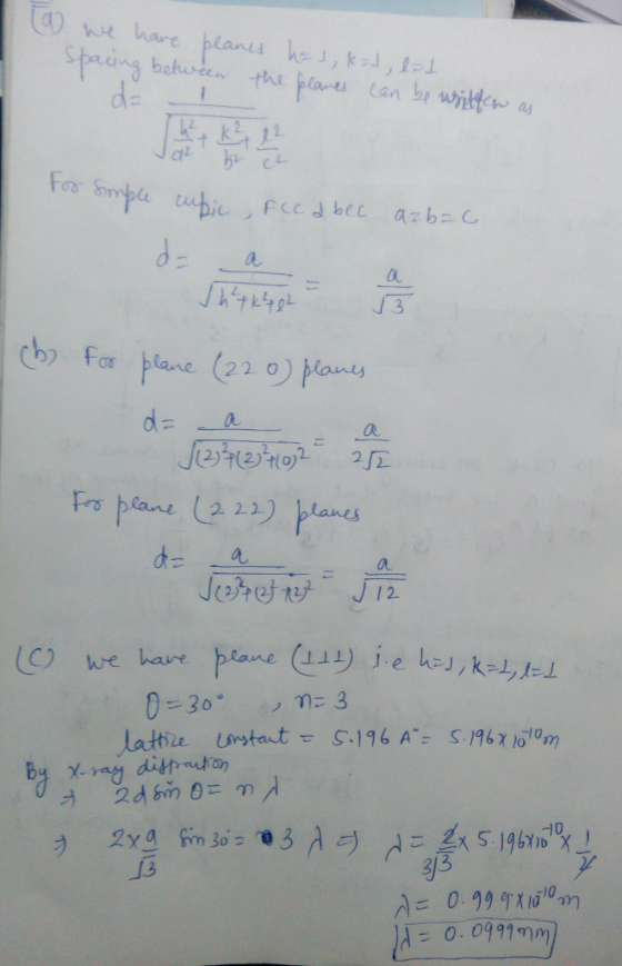 ve haire planes Foo ou (C) plane (111) j.e le),k-t,kl we have