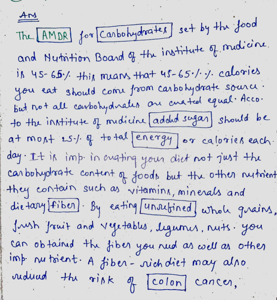 AM : The LAM DR] foor Carbohydrates] set by the food Nutrition Board of the institute of medicine, . - and is 45-65% this mea