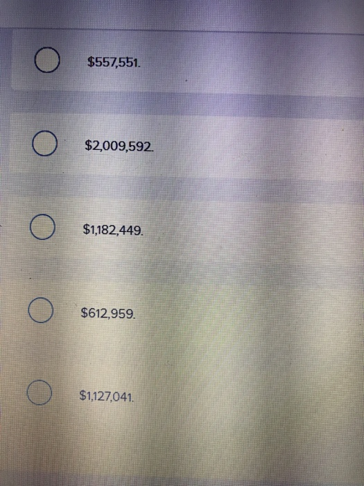 O $557,551. ○ $2,009,592 S1182 449 $1,182,449 $612,959. $1,127,041.