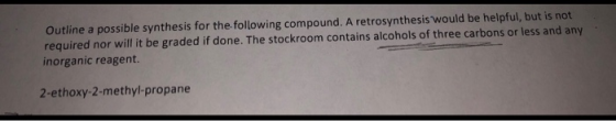 Outline a possible synthesis for the following compound. A retrosynthesis would be helpful, but is not required nor will it b