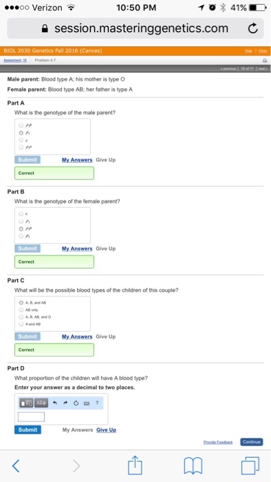 Male parent: Blood type A; his mother is type O Fe