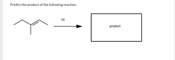 Predict the product of the following reaction. MO HI product