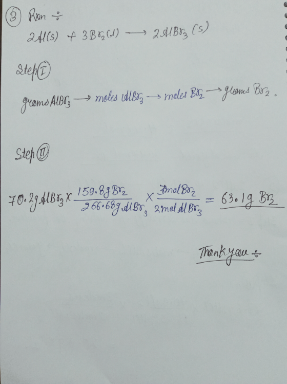 Ron & 21(s) & 3 B8 (1) 2 A1B & (5) Stehlü gromo Alboz moles d Boz - Meles Boz - grams Br2. Step © x x 159.82Br2 & malson = 63