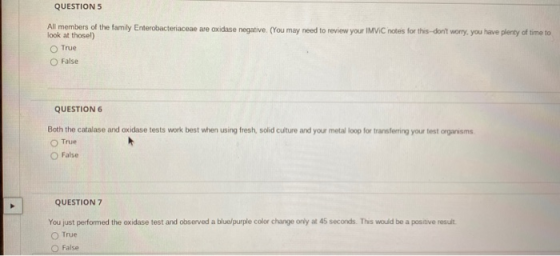 QUESTIONS All members of the family Enterobacteriaceae are oxidase negative (You may need to review your IMVIC notes for this