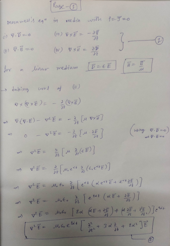 I Page - mernwells en in media with f=Jzo 9.D=0 (1) EXE = -1 as J. B20 (W) X X = 2 for a liner medium [5 = EE (= 1 ] 1 Ezo t