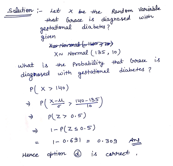 solution :- Let x be the Grace is diabetes? Random variable that is diagnosed with gestational given to Normatte 1830) XN Nor