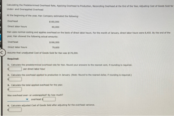 Calculating the Predetermined Overhead Rate, Applying Overhead to Production, Reconciling Overhead at the end of the Year, Ad