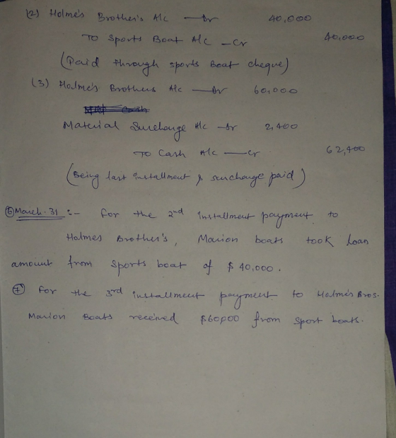 e) Holmer Bothens spovts Beat ay a ted a人 Swel.oufewlc -tr 21 4to To Canh ntc --Cr March . 31 netto Halmes onthus,Moion bouts took loan 40,000 meer← Marton Boots receved fbopoo