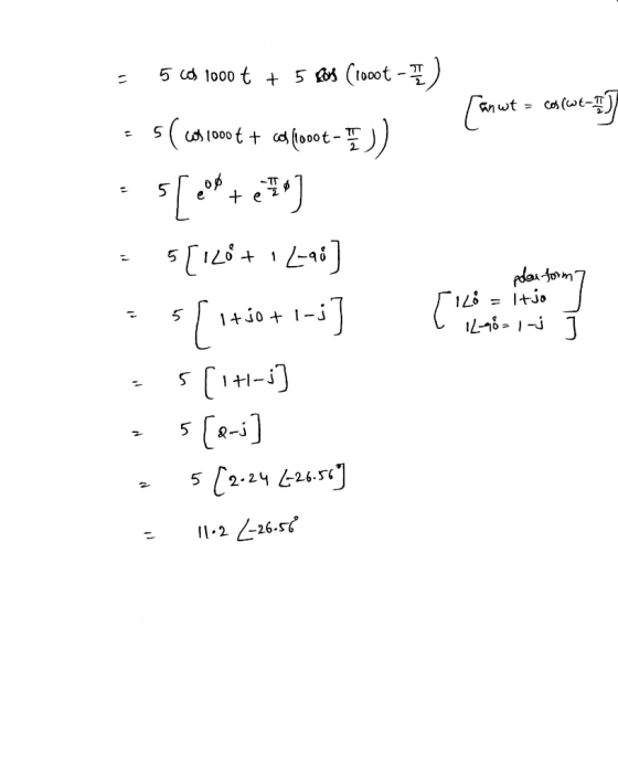 = 500 1000 t + 5 Bos (1o0ot - ) Tanut = cos(wt-IT = 5(60410004 + cas 1oot - )) C • 5 [c + e**) = 5[IZ6+1 (96) 25[1780 + 1-5]