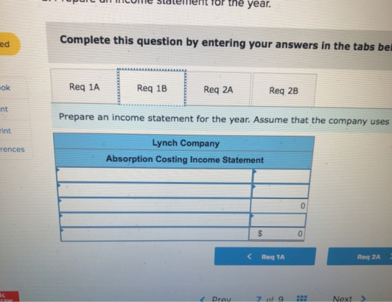 -..-puro HICHIC Salement for the year. Complete this question by entering your answers in the tabs be ed Req 1A Req 1B Req 2A
