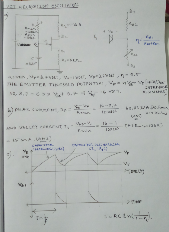 VJI RELAXATLON OSCILLATOR: B2 RB2 Rq=10kr Rman =120kn Rmin =Loker tvo B2 E n= RBI RBitRB2 Van ve Rol Ri=5kr =52F By ADVEN, Vp