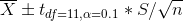 X tdf=11,0=0.1 * S/ vn