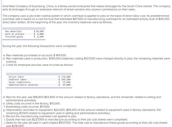 Gold Nest Company of Guandong, China, is a family-owned enterprise that makes birdcages for the South China market. The compa