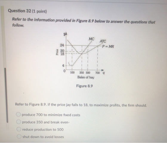 Question 32 (1 point) Refer to the information provided in Figure 8.9 below to answer the questions that follow. MC 24 ATC P