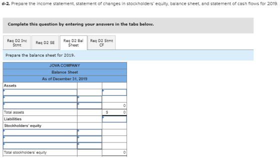 d-2. Prepare the income statement, statement of changes in stockholders equity. balance sheet, and statement of cash flows f