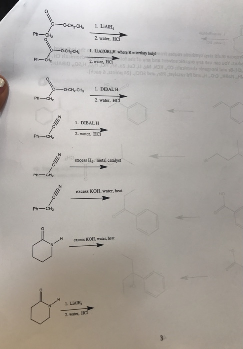 C-O-CH.CH. PhầCH, 1. LAIH, 2. water, HCI -OCH CH . LAOR), where tertiary buty Ph-CHE POSTED -OCH, CH, 1. DIBALH 2. water, HCI