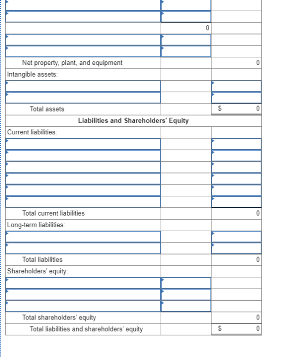 Net property, plant, and equipment Intangible assets: Total assets Liabilities and Shareholders Equity Current liabilities: