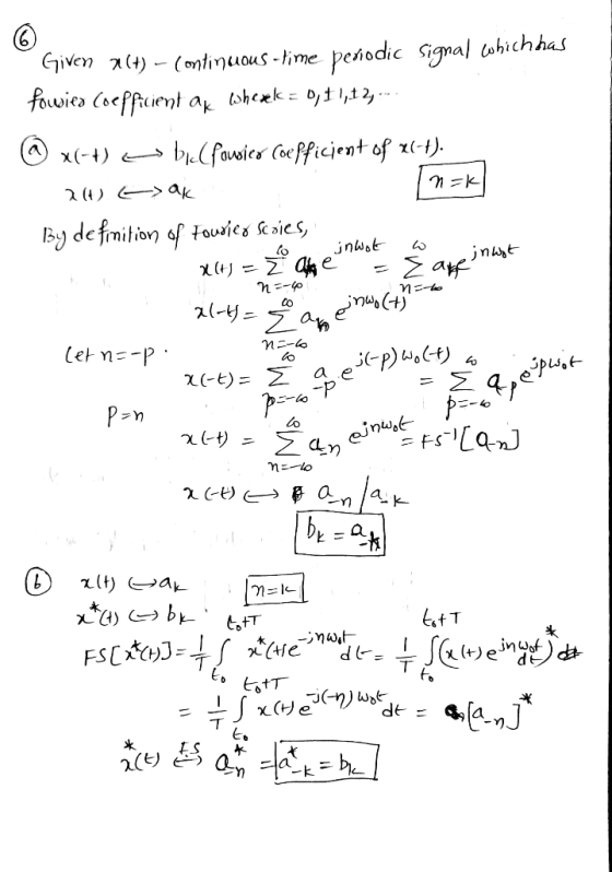 Given (+) - Continuous -time periodic Signal which has fowies (oefficient ak whexek = 0,11,12,... @ x(-+) es blakfowsico Coef