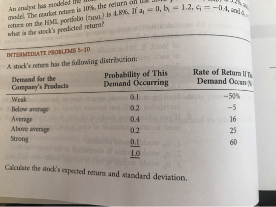 return on the WD I TU = -0.4, and An analyst has modeled the si model. The market return is 10%, the return on lile JIU retur