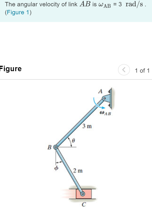 The angular velocity of link AB is WAB = 3 rad/s. (Figure 1) Figure < 1 of 1 2 m