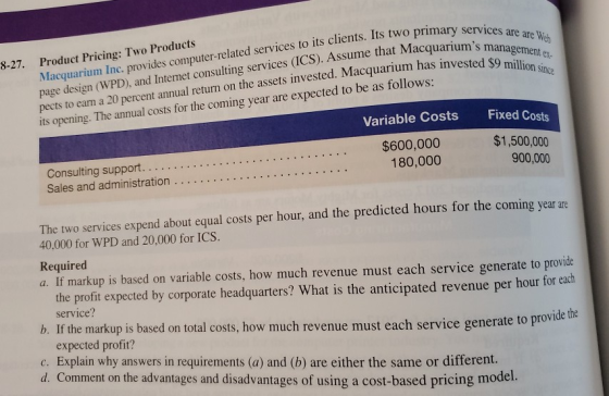 primary services are are Web acquariums management ex nvested $9 million since 8-27. Product Pricing: Two Products Macquariu