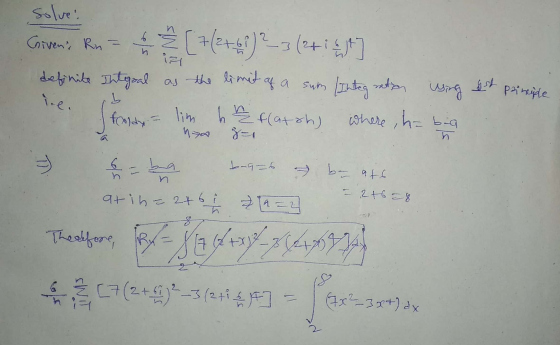 solve: Givens Rua ( +(2+4) 2–3 (2+i41] definite Integral as the limit of a the limit of a sum (Integration using lim h ₂ flat