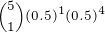 \tiny \binom{5}{1}(0.5)^{1}(0.5)^{4}