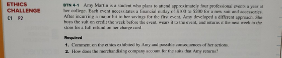 ETHICS CHALLENGE C1 P2 BTN 4-1 Amy Martin is a student who plans to attend approximately four professional events a year at h