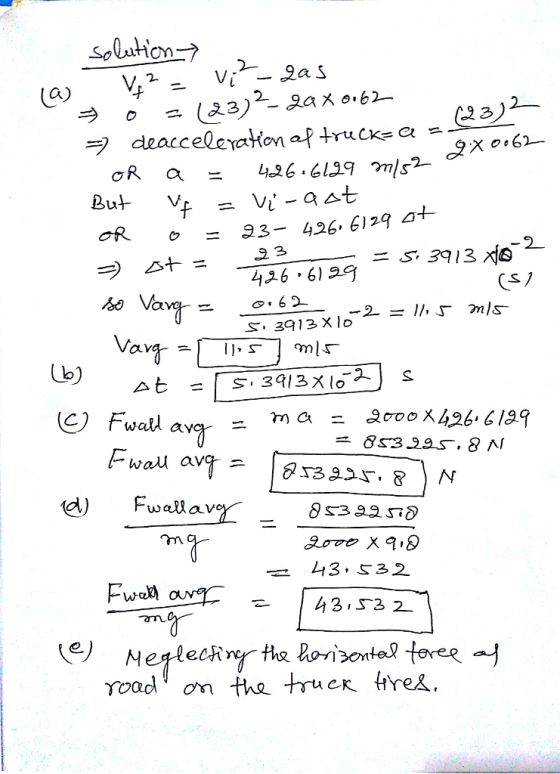 Solution (22)2 - ヲ deac celeration af truck a- 426 6199 b) 43. s32