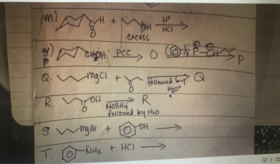 excess 1) M Q. u oton pcc, o (@JP ngly followed by a H₂ot Nabha followed by Hio OH - S. wenger + T. TO NH2 + HCl
