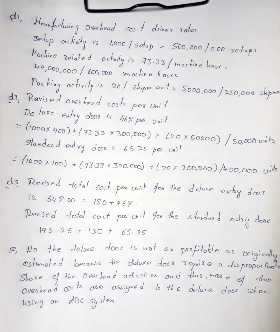 d i, anu focuain Oves head cos Selup oichuly 100/sup 500, 000/s oo sefups 114,000,000 6o 000 miour S Poc kin acvity is 20/ shipm on7 S000,00o 250,0 ship ka 33/ machine hour d2, Revis e d oves ea d costs pes De laxe ety ooo is 468 pos (tooox 400) +173.3ろメ300,000) t 120YS, oooo) / So,000 uuts x loo vits eYiS ofal Cost poumi oviSe o Cos oh i 65. 2s doos is not as poof uble as o 19 S 25 130 a dopropos ue ルで us , mD0 Oves hea aciuiti os CL delure do ck o Oves le d d COSao assigne d