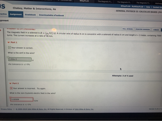 WileyPLUS The Magnetic FL. The Magnetic FL.. The Magnetic FL.. Mathway WileyPLUS: MyWileyPLUS I Help I Contact Us S Chabay, M