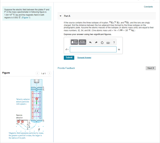 Constants Suppose the electric field between the plates P and P in the mass spectrometer in following figure is 1.84x104 V/m