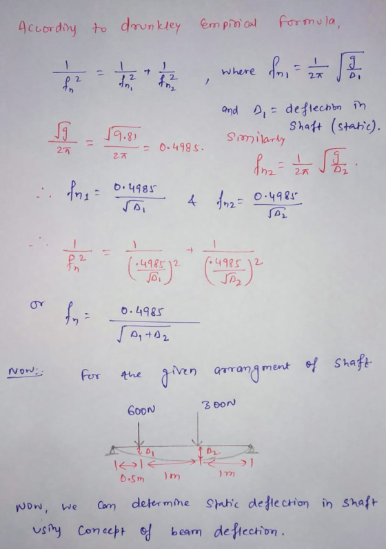 According to drunkley Empirical formula, + Where for 27 Di fo? tom? 2 Sg and Di = deflection in Shaft (static). 19.8) similar