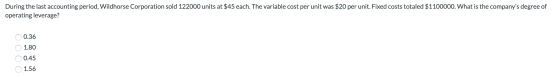 During the last accounting period, Wildhorse Corporation sold 122000 units at $45 each. The variable cost per unit was $20 pe