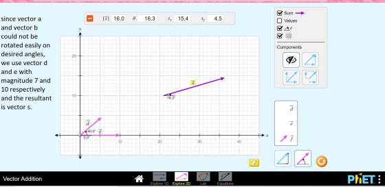 Sum - 151 16.0 A 16.3 S, 15.4 Sy 4.5 Values QQo ko Components 20 since vector a and vector b could not be rotated easily on d