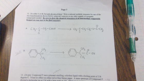 Page 3 12. Do either A or B, but only do one of them! Write a rational synthetic sequence for one of the two transformations