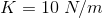 K = 10 N/m