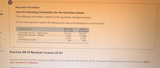 IN Required information Use the following information for the Exercises below. [The following information applies to the ques
