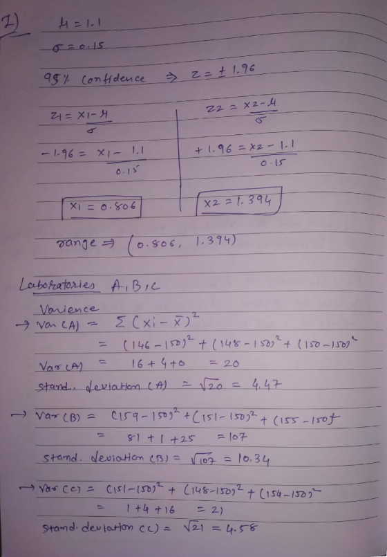 2) I. I 22-t1.96 95% Con fidan ce an H dence う 乙 -1.96 = X1-1,1 0.1厂 o.1 gange ㅋ (0.806, 1.374) Vonience ( 13) 4,42 1 +4ナ16-2)