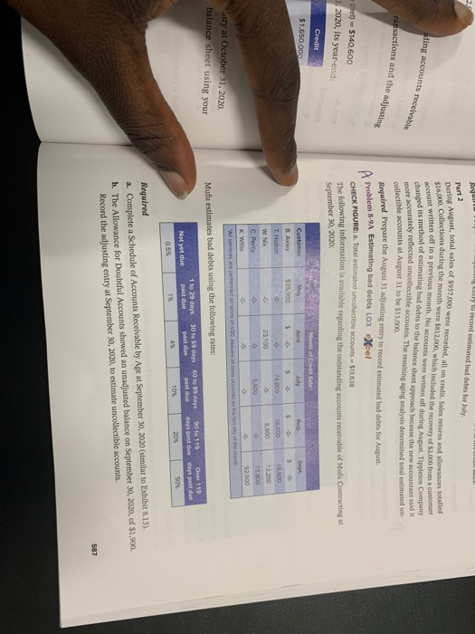 y to record estimated bad debes for July Regat Part 2 During ding accounts receivable ransactions and the adjustin August, to